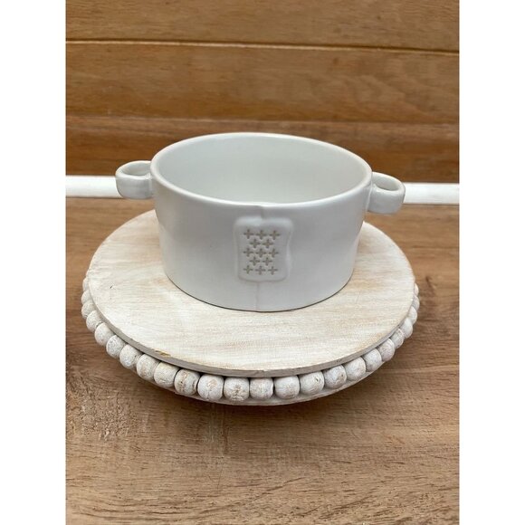 VHTF NWOT Rae Dunn "Bake" White Ceramic Soufflé Dish Studio Collection - Picture 2 of 5